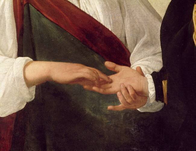 Détail de La Diseuse de bonne aventure Caravaggio