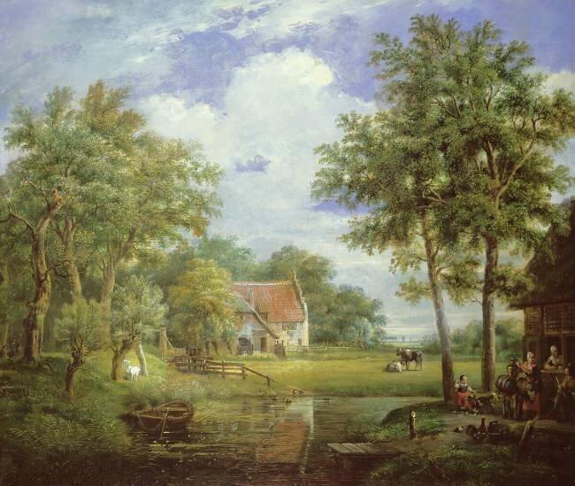Dutch Farm Scene Carel Lodewijk Hansen