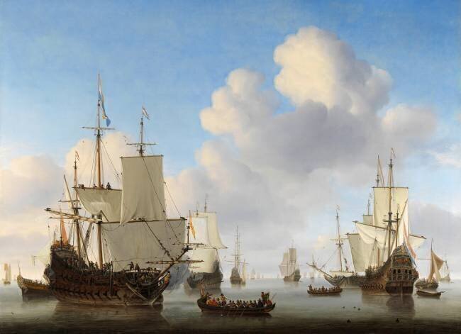 Dutch Ships in a Calm Sea Willem van de Velde the Younger