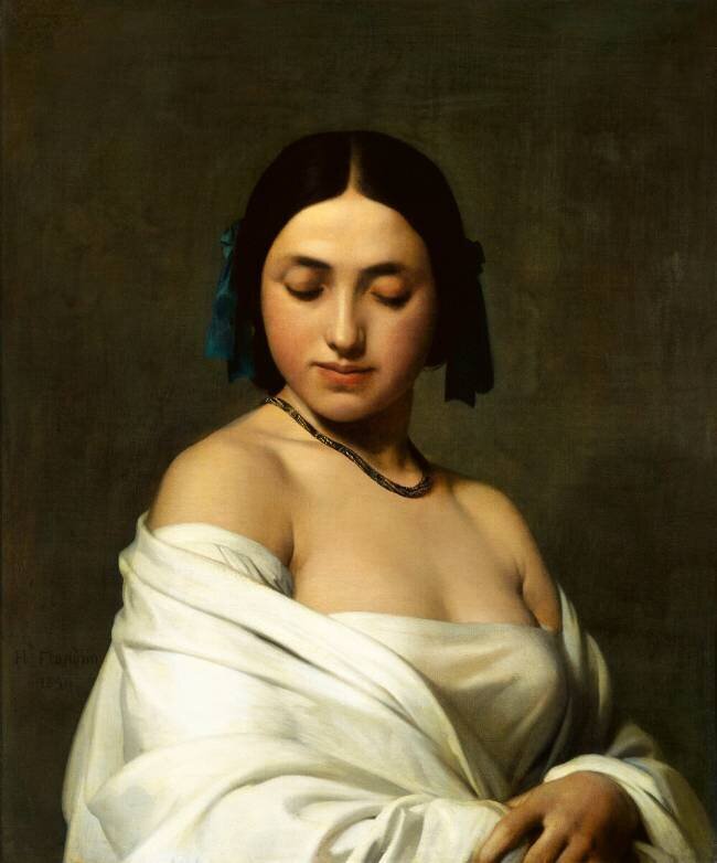 Etude florentine ou jeune fille en buste les yeux baissés Hippolyte Flandrin