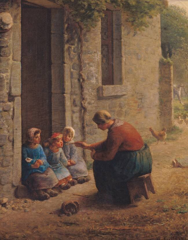 Feeding the Young Jean-François Millet