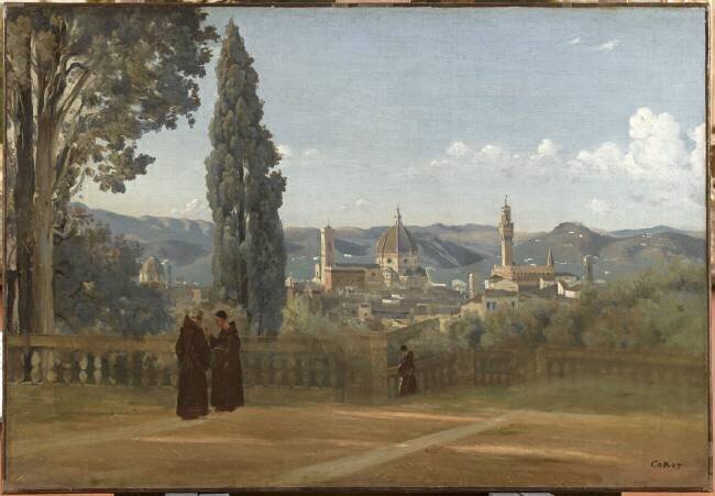 Florence. View of the Boboli Gardens Jean-Baptiste Camille Corot
