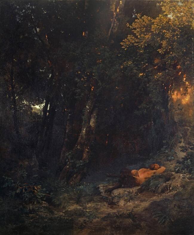 Forest Landscape with Resting Pan Arnold Böcklin