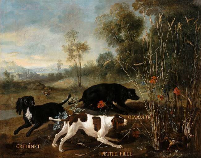 Gredinet, Petite-fille, Charlotte, chiens de Louis XV Jean-Baptiste Oudry