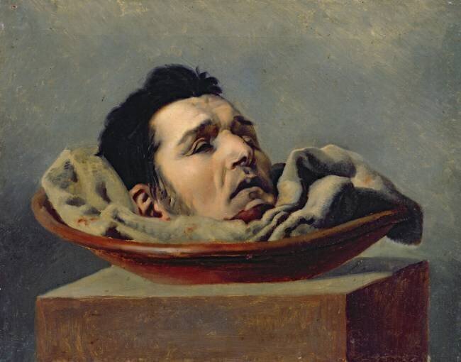 Guillotined head of a parricide executed at Puy in 1825 François Gabriel de Becdelièvre