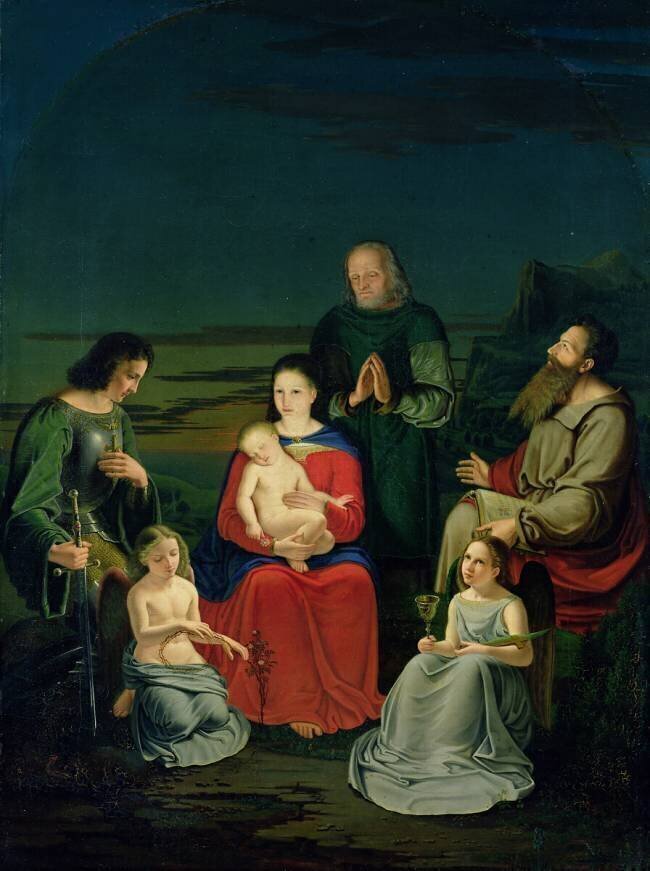 Holy Family with Angels and Saints Ludwig Emil Grimm