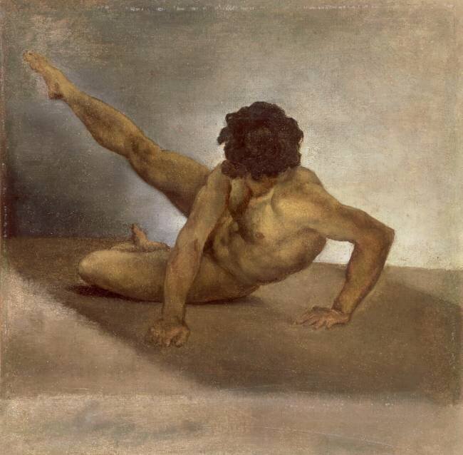 Homme nu renversé sur le sol (Figure pour la Course de chevaux des barberi) Théodore Géricault
