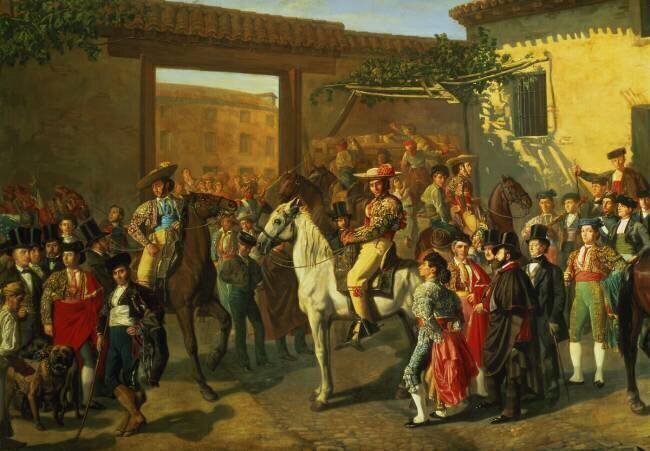 Horses in a Courtyard by the Bullring before the Bullfight Manuel Castellano