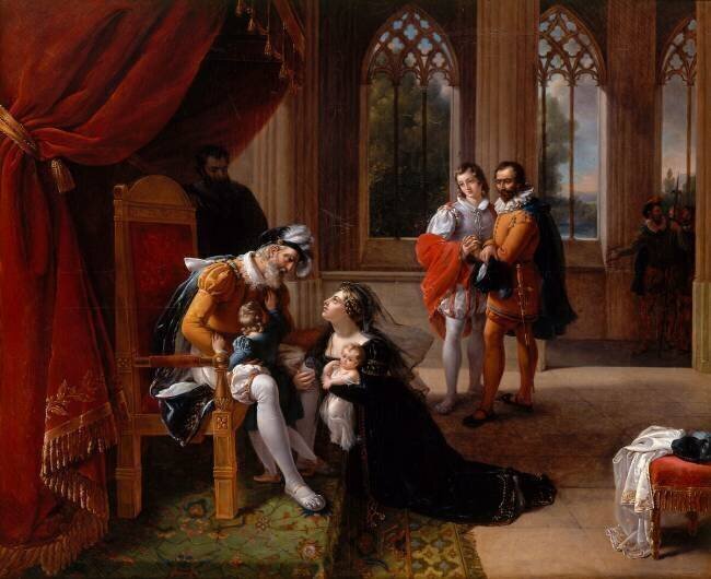 Inès de Castro se jetant avec ses enfants aux pieds d'Alphonse IV roi de Portugal Eugénie Servières
