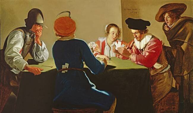 Interior with soldiers playing cards Jacob van Oost the Elder