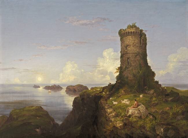 Italian Coast Scene with Ruined Tower Thomas Cole