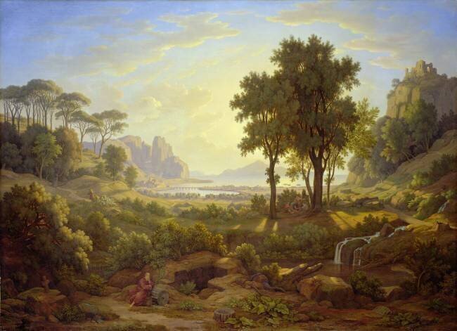 Italian Landscape at Sunset Johann Martin von Rohden