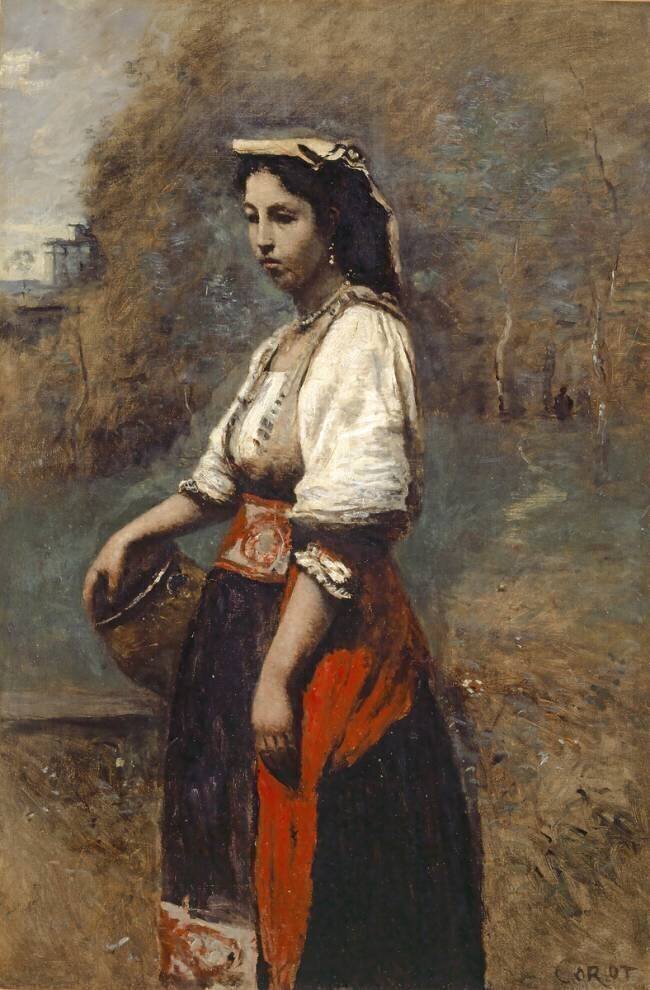 Italian Woman at the Well Jean-Baptiste Camille Corot