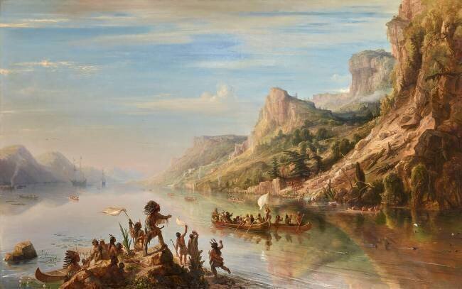 Jacques Cartier découvre et remonte le fleuve Saint-Laurent au Canada en 1535 Théodore Gudin