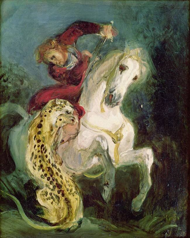Jaguar Attacking a Horseman Eugène Delacroix
