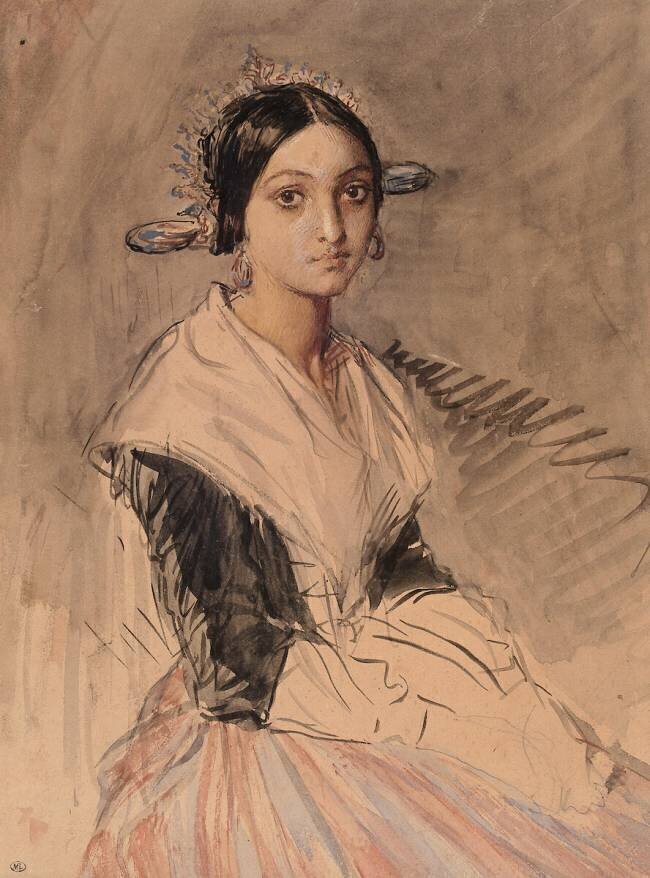 Jeune femme en costume régional Théodore Chasseriau
