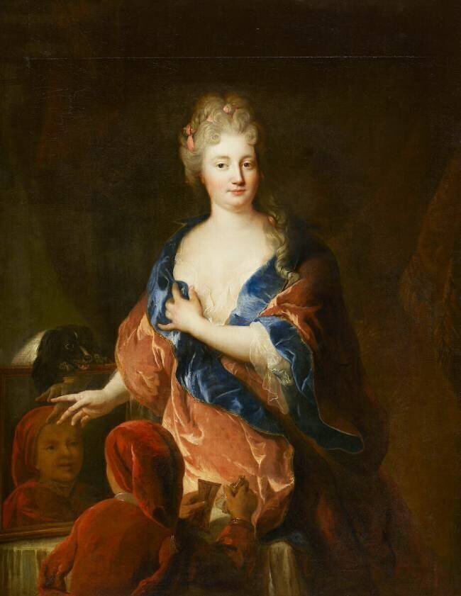 Jeune femme et enfant se regardant dans un miroir Jean-François de Troy