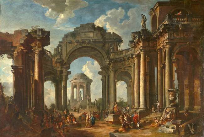 La prédication d'un apôtre dans des ruines d'architecture Giovanni Paolo Pannini