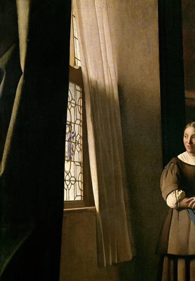 Lady writing a letter with her Maid (detail) Johannes Vermeer