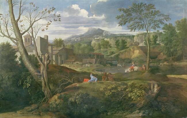 Landscape with buildings Nicolas Poussin