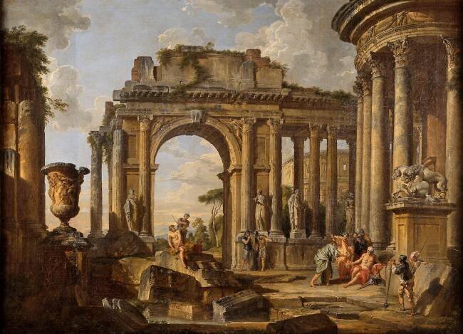 L'Aumône à Bélisaire dans des ruines Giovanni Paolo Pannini