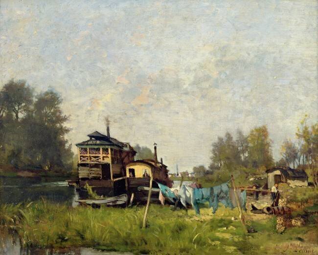 Laundresses' boat on the Seine Stanislas Victor Edouard Lépine