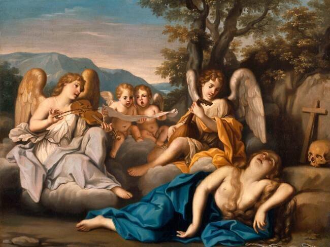 L'extase de la Madeleine avec des anges musiciens Marco Antonio Franceschini