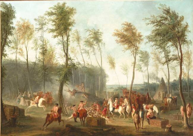"L'hallali du cerf" - chasse du prince Louis-François de Conti en forêt de l'Isle-Adam vers 1765 Michel Barthélemy Ollivier