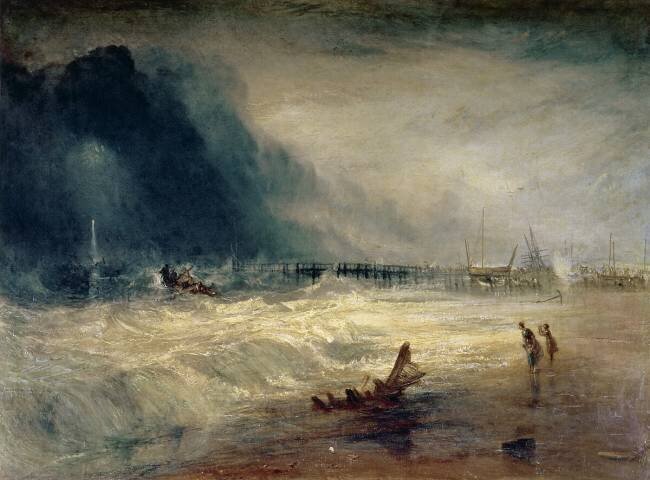 Lifeboat and Manby Apparatus going off to a stranded vessel making signal Joseph Mallord William Turner