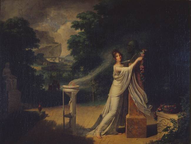 Madame de Castellane offrant une couronne au buste d'Esculape Pierre-Narcisse Guérin