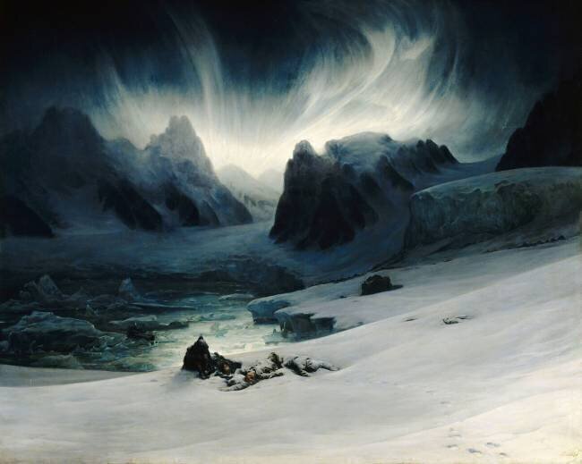 Magdalena Bay. Vue prise de la presqu'île des Tombeaux, au nord du Spitzberg. Effet d'aurore boréale François-Auguste Biard