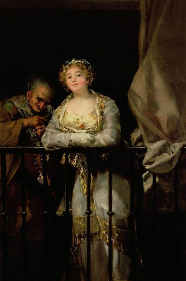 Maja and Celestina on a Balcony Francisco de Goya