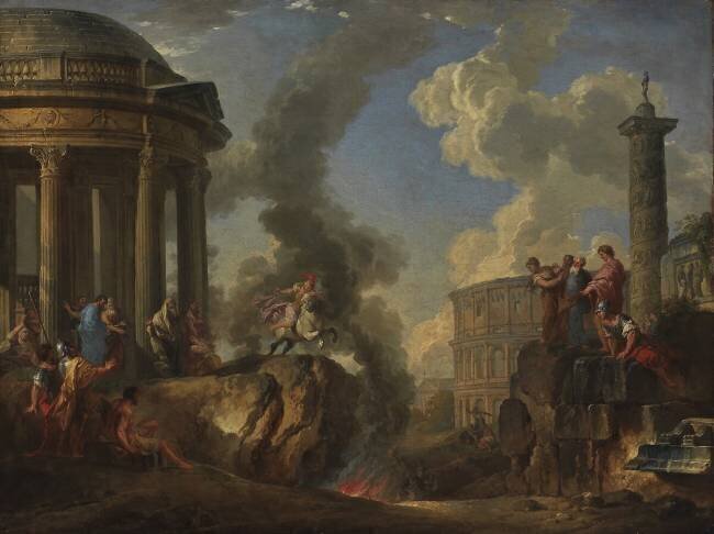 Marcus Curtius leaping into the gulf Giovanni Paolo Pannini