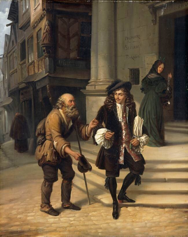 Molière faisant l'aumône Edouard Pingret