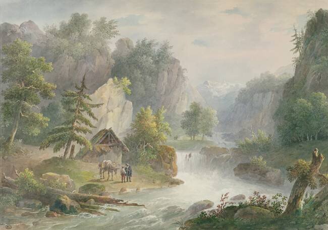 Mountainous Landscape with a Torrent Christian Brune