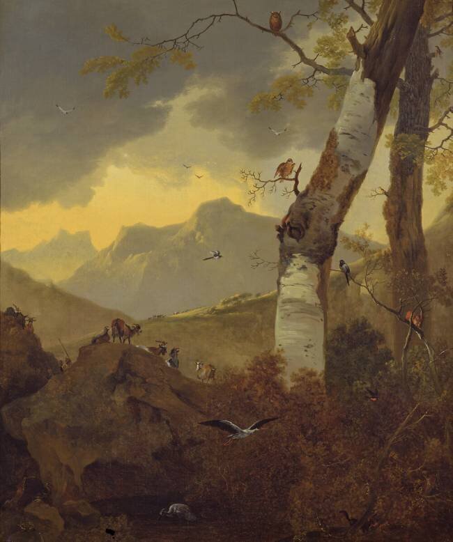 Mountainous Landscape with Goats and Birds Adam Pynacker