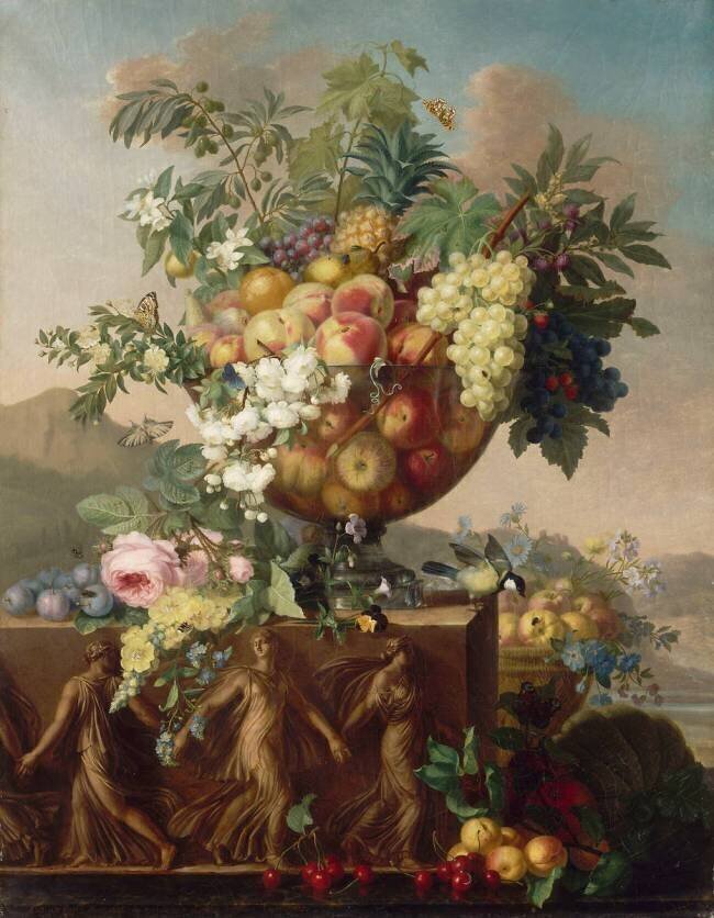Nature morte aux fleurs et fruits Jean François Bony
