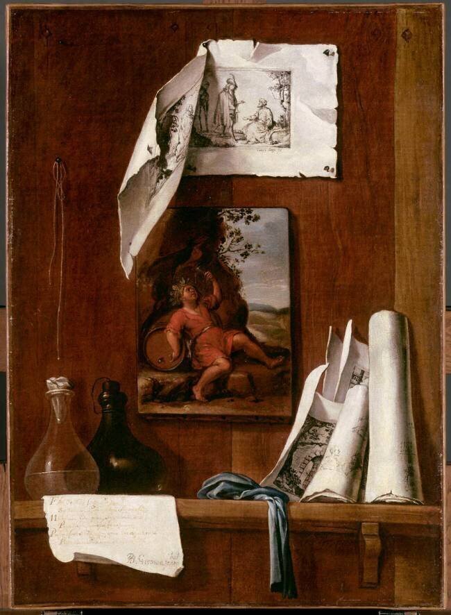 Nature morte en trompe l'oeil : le vin - allégorie du goût Bernardo German y Llorente