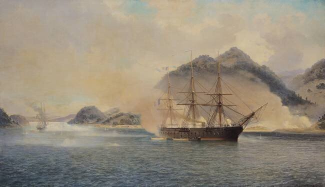 Naval Battle of the Strait of Shimonoseki Jean-Baptiste-Henri Durand-Brager