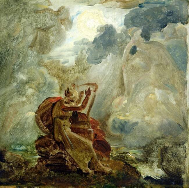 Ossian Conjures Up the Spirits with His Harp on the Banks of the River of Lora François Gérard