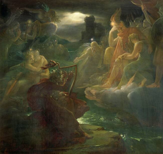 Ossian évoque les fantômes au son de la harpe sur les bords du Lora François Gérard