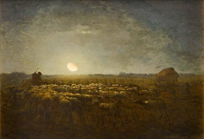 Parc à moutons, clair de lune Jean-François Millet