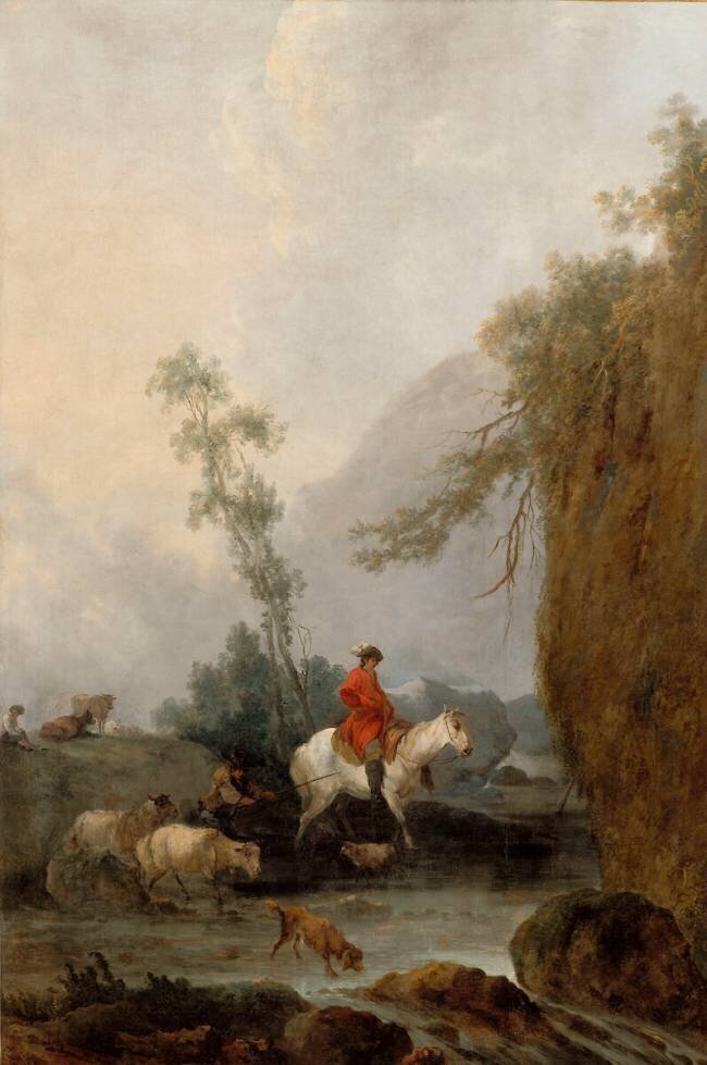 Paysage avec un cavalier suivi d'un troupeau, dit "Paysage à la rivière Francesco Casanova