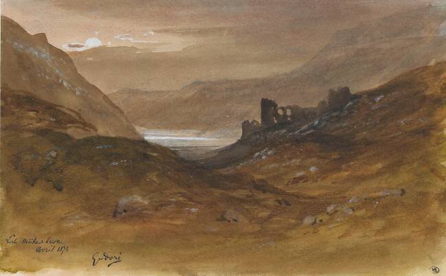 Paysage d'Ecosse avec des ruines Gustave Doré
