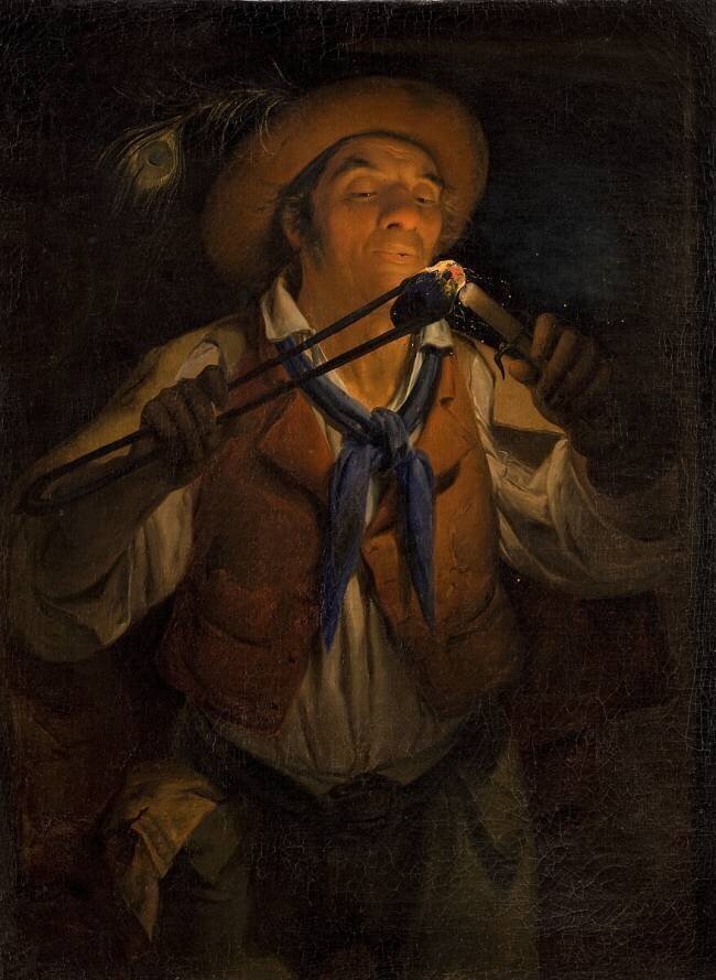 Peasant lighting a candle with an ember Angelo Inganni