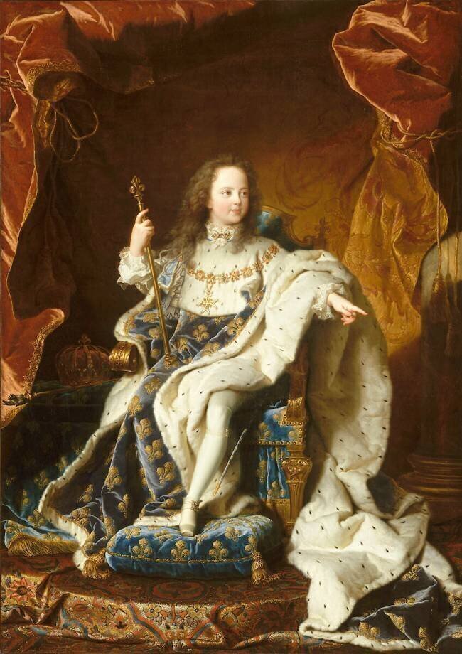 Portrait de Louis XV, âgé de cinq ans (1710-1774), assis sur son trône en grand costume royal Hyacinthe Rigaud