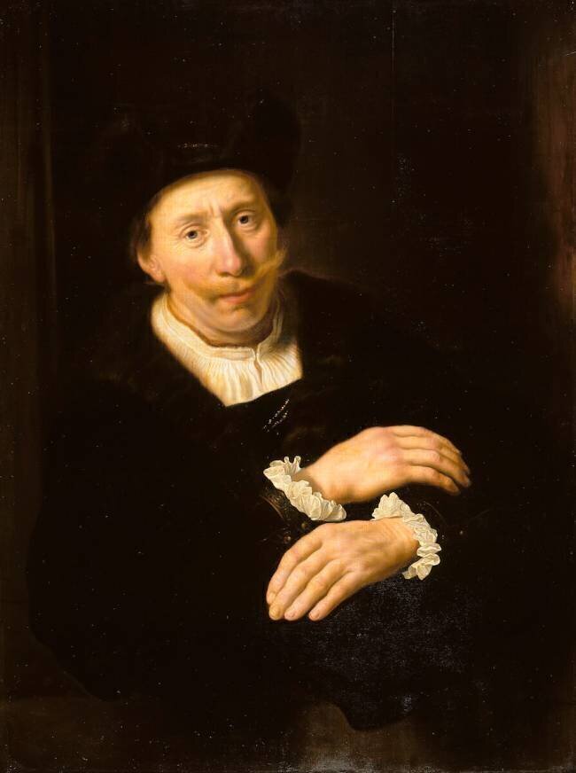 Portrait d'homme apparaissant à une fenêtre Salomon Koninck