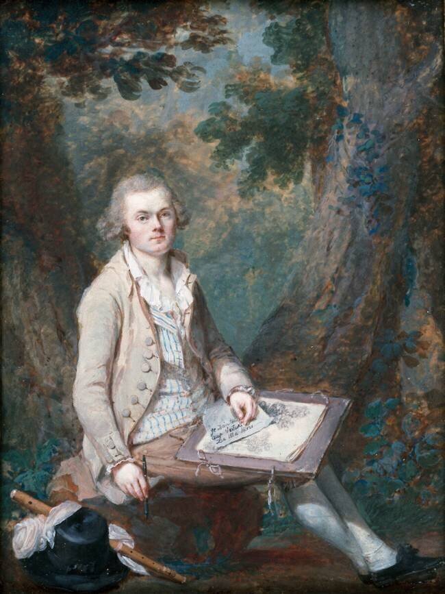 Portrait d'un artiste dans un paysage Jean-Antoine Laurent