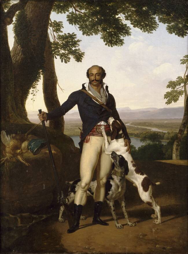 Portrait d'un chasseur avec ses chiens dans un paysage, dit Portrait d'Alexandre Dumas père Louis Gauffier