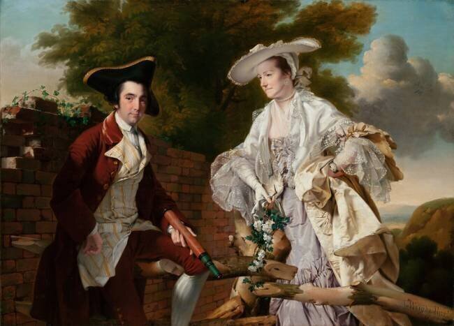 Portrait of Peter Perez Burdett and His First Wife Hannah Joseph Wright of Derby